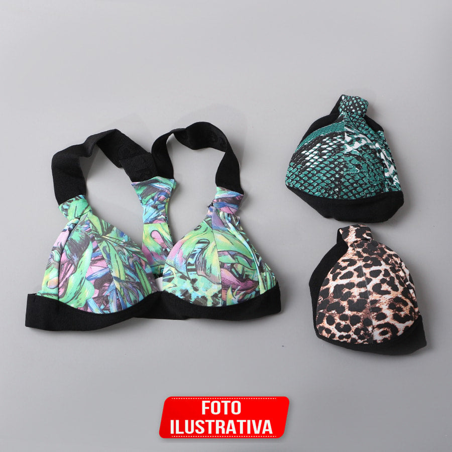Kit com 3 Tops em Cores Diferentes em Poliamida| Ref: KIT0223