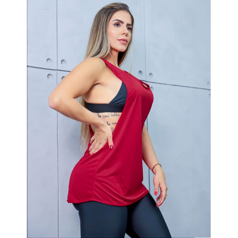Camiseta Cavada Fitness Vinho em Dry Fit | Ref: 3.3.2165-24