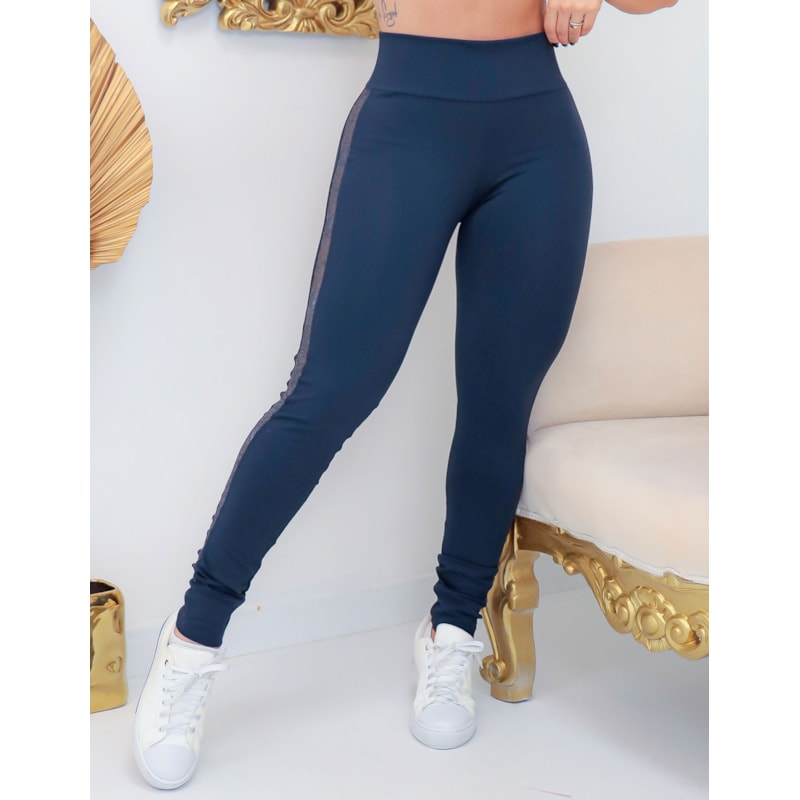 Calça Fitness em Poliamida Preta com Recortes Laterais | Ref: 3.3.2368-01