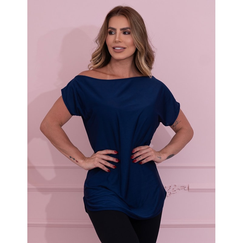 Blusa Ombro Só em Dry Fit Azul Marinho | Ref: 3.3.2434-18