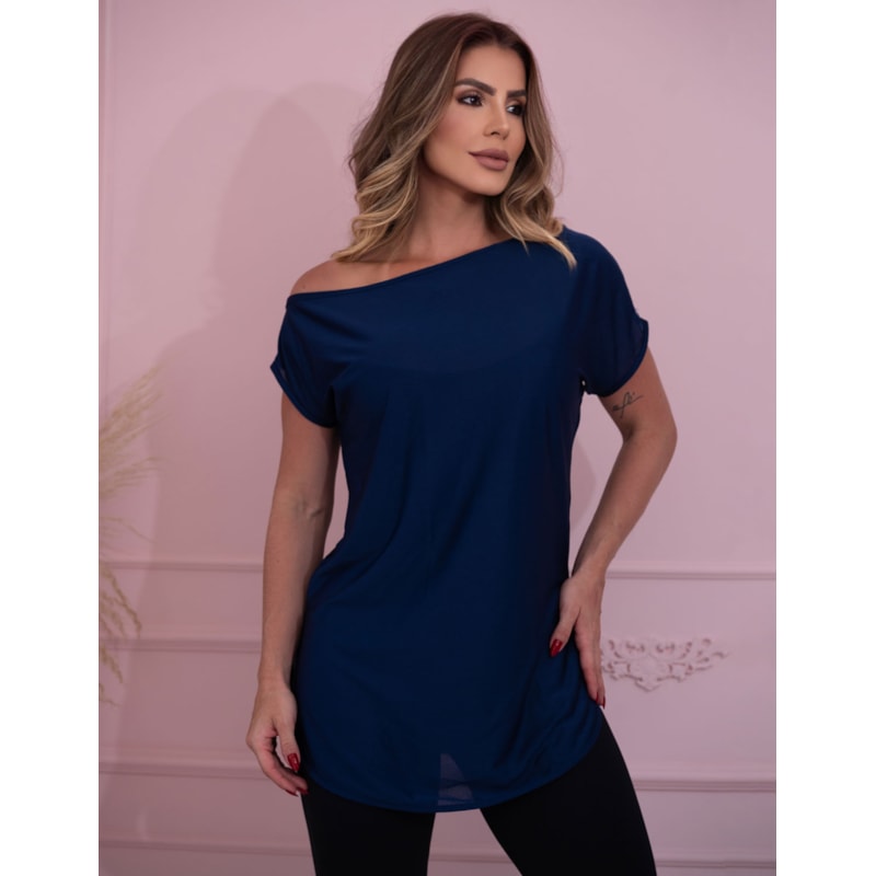 Blusa Ombro Só em Dry Fit Azul Marinho | Ref: 3.3.2434-18