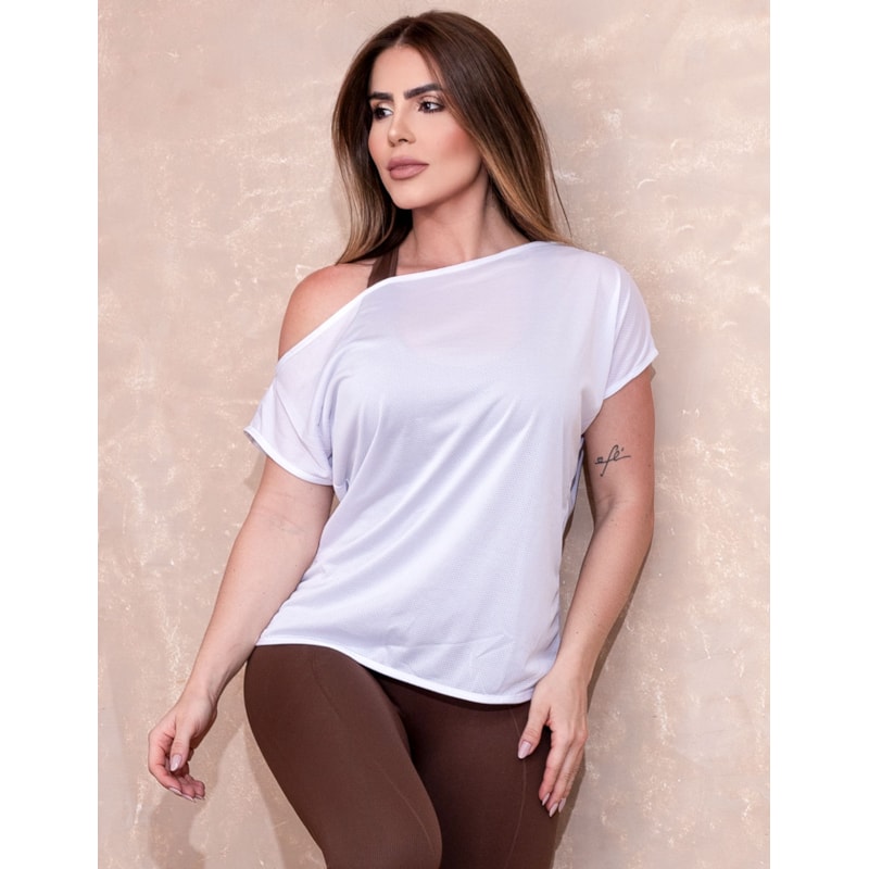 Bata Fitness Branca em Dry Fit de Poliéster | Ref: 3.3.2571-02