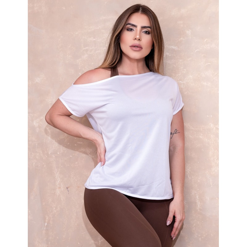 Bata Fitness Branca em Dry Fit de Poliéster | Ref: 3.3.2571-02