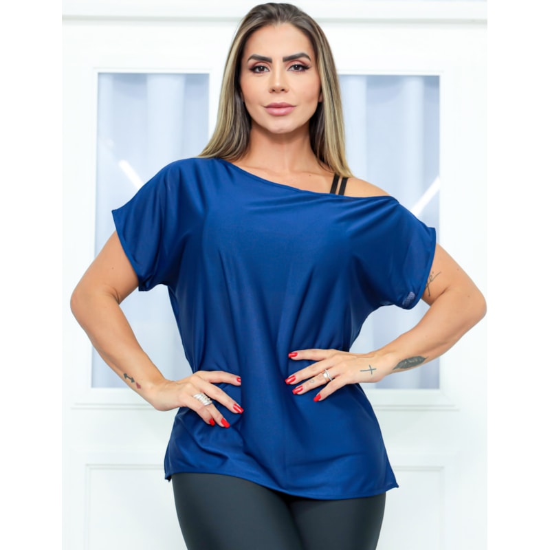 Blusinha Fitness Azul Marinho em Dry Fit de Poliéster | Ref: 3.3.2571-18