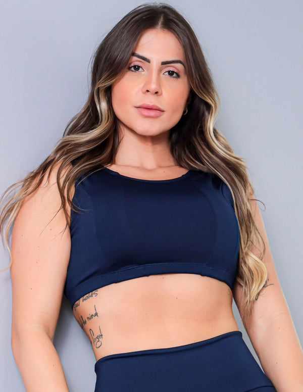 Cropped Feminino Azul Marinho sem Bojo | Ref: 4.4.4324-18