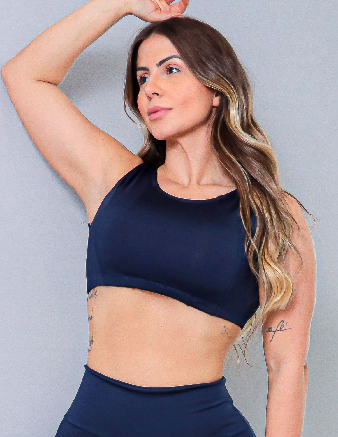 Cropped Feminino Azul Marinho sem Bojo | Ref: 4.4.4324-18