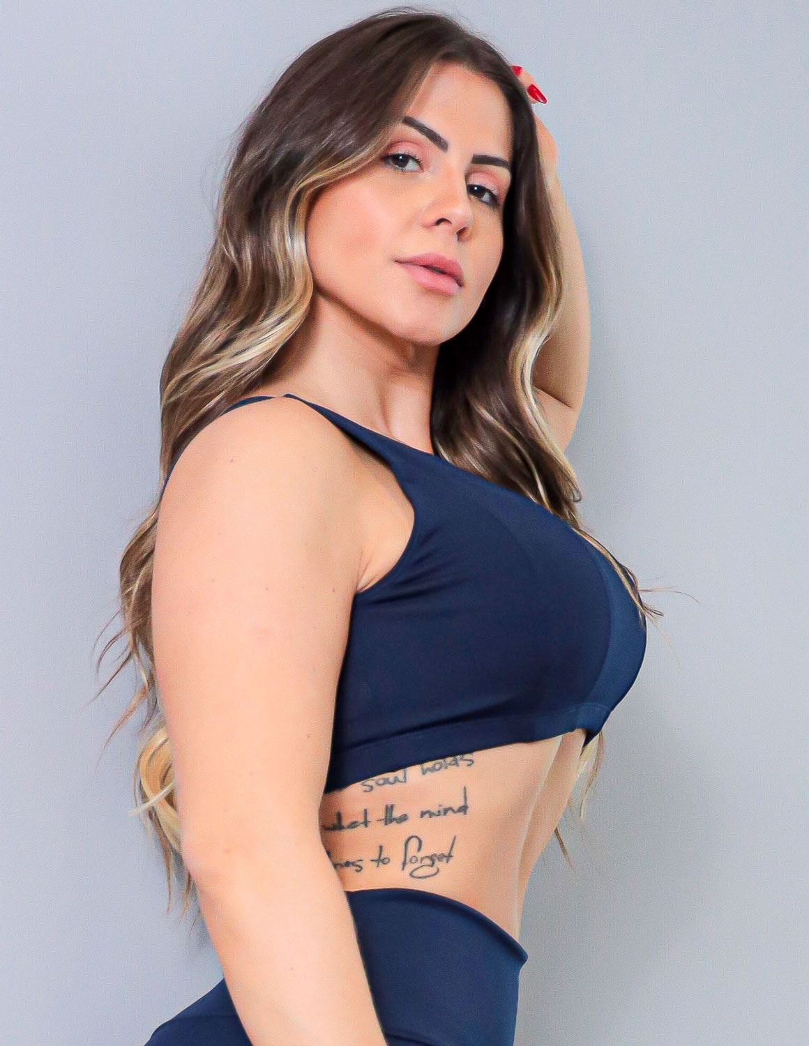 Cropped Feminino Azul Marinho sem Bojo | Ref: 4.4.4324-18