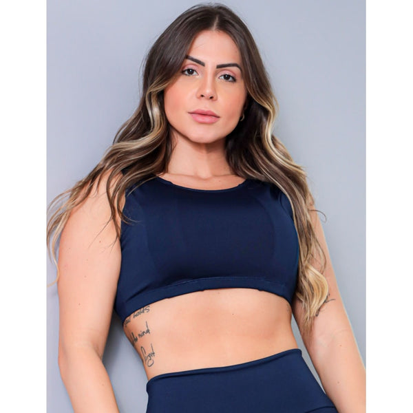 Cropped Feminino Azul Marinho sem Bojo | Ref: 4.4.4324-18