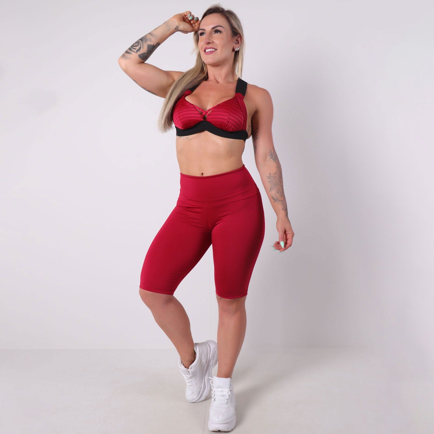 Conjunto Fitness Top em Ikat com Bojo e Bermuda Ciclista | Ref: 8.8.0181-24