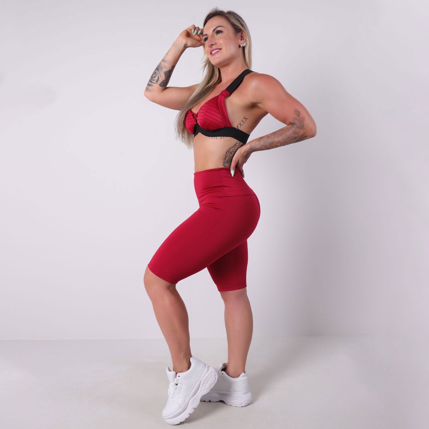 Conjunto Fitness Top em Ikat com Bojo e Bermuda Ciclista | Ref: 8.8.0181-24
