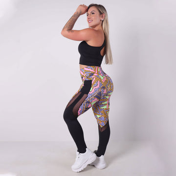 Conjunto Feminino Calça Estampada com Bolsos e Tela com Cropped | Ref: 8.8.0183-3186