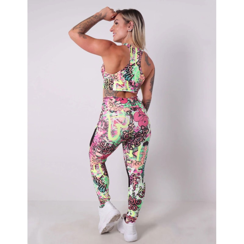 Conjunto Estampado com Cropped com Bojo e Calça Punho com Tule | Ref: 8.8.0190-3165