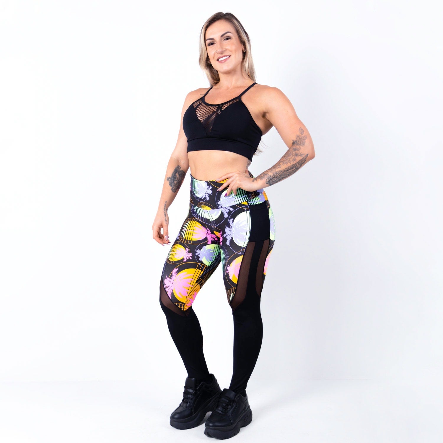Conjunto Feminino Calça Estampada com Bolsos e Tela com Top sem Bojo | Ref: 8.8.0193-3169