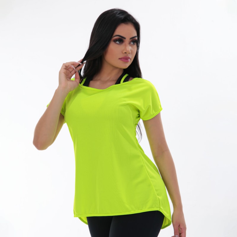 Blusa com Manguinhas Dry Fit Amarelo Neon | Ref: 4.4.4386-36