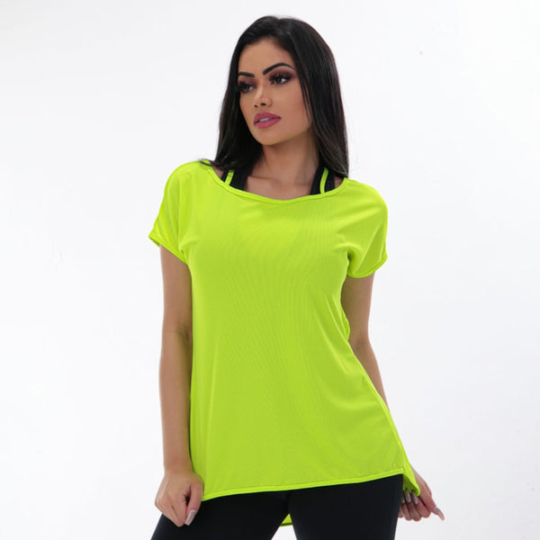 Blusa com Manguinhas Dry Fit Amarelo Neon | Ref: 4.4.4386-36