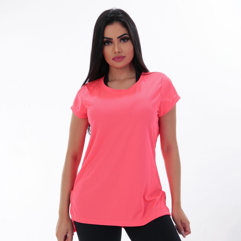 Blusa com Manguinhas Rosa Neon em Dry Fit | Ref: 4.4.4385-39