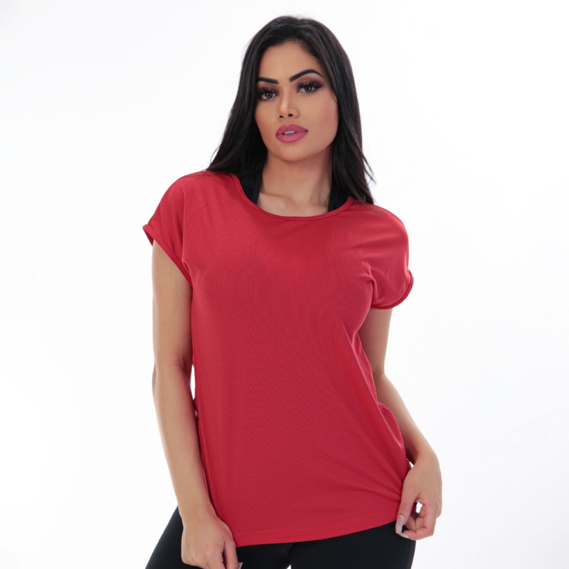 Blusa Feminina Fitness em Dry Fit Vermelha | Ref: 4.4.4387-11