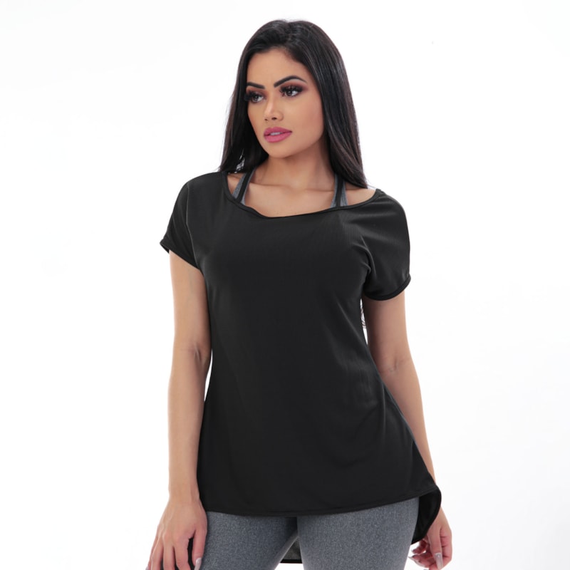 Blusa Fitness em Dry Fit Preta | Ref: 4.4.4386-01