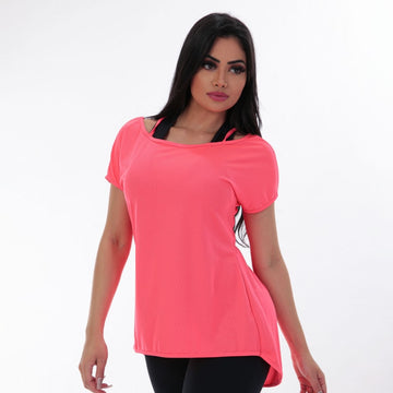 Blusa Fitness Feminina Dry Fit Rosa Neon | Ref: 4.4.4386-39