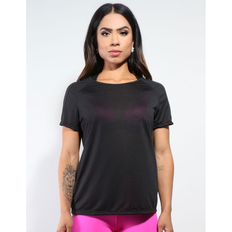 Blusa para Academia em Dry Fit Preto | Ref: 3.3.2161-01