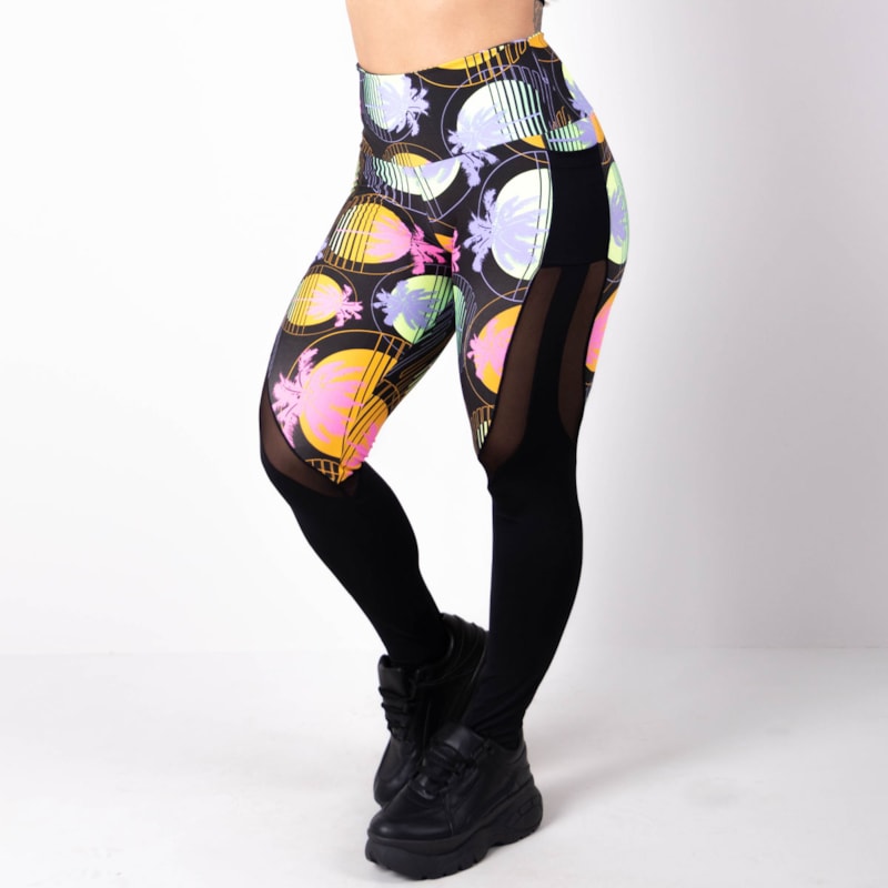 Calça Feminina Fitness Estampada com Tule e Bolsos | Ref: 4.4.1815-3169