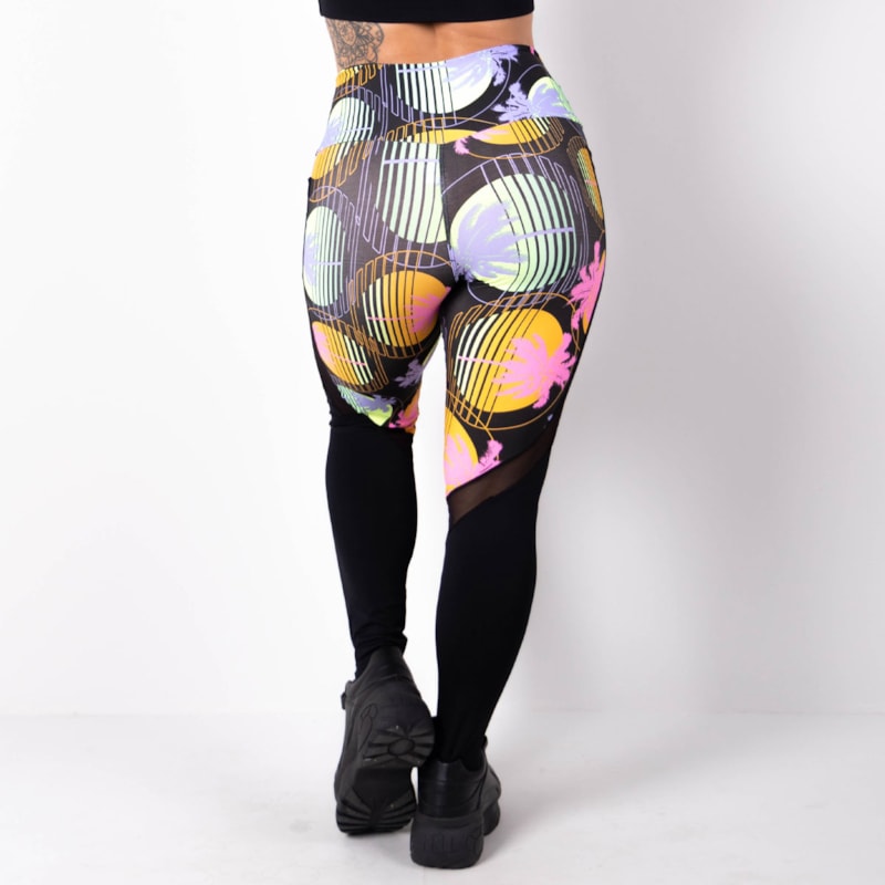 Calça Feminina Fitness Estampada com Tule e Bolsos | Ref: 4.4.1815-3169