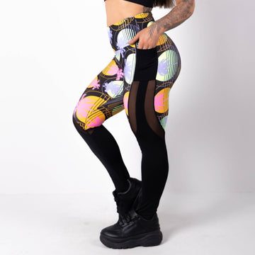 Calça Feminina Fitness Estampada com Tule e Bolsos | Ref: 4.4.1815-3169