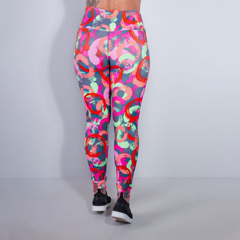 Calça Feminina Fitness Estampada com Tule Preto nas Pernas | Ref: 4.4.4252-3177