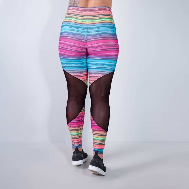 Calça Fitness com Tule Estampada | Ref: 4.4.1712-3163