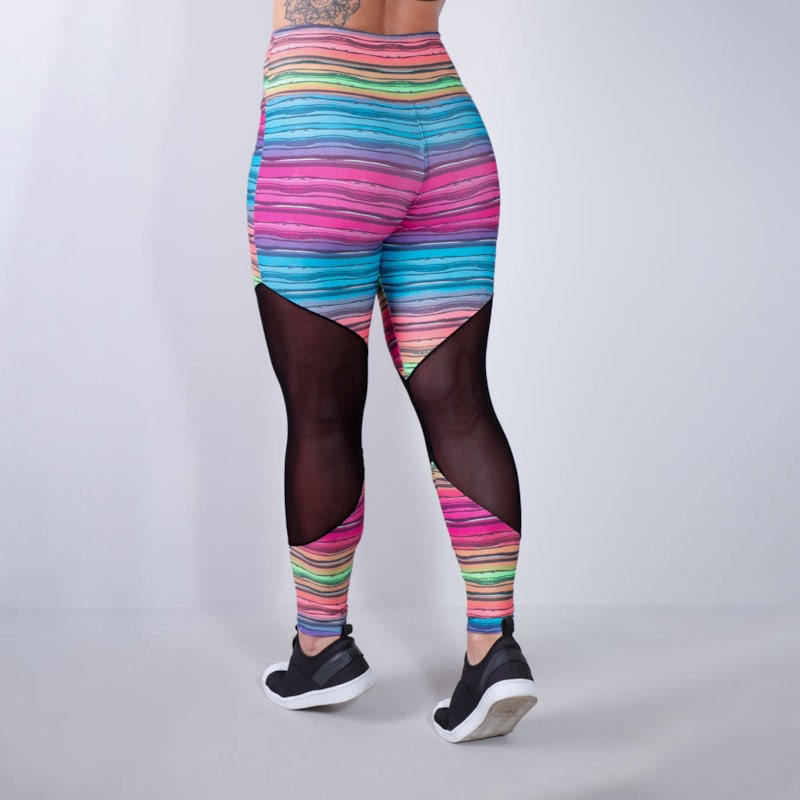 Calça Fitness com Tule Estampada | Ref: 4.4.1712-3163