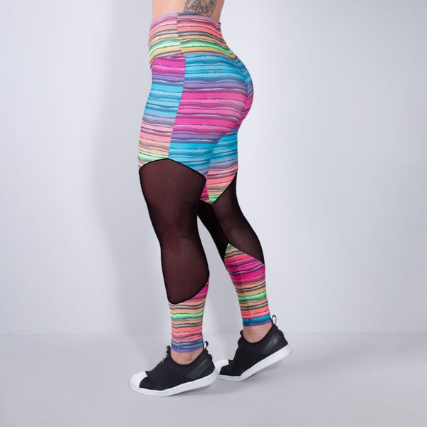 Calça Fitness com Tule Estampada | Ref: 4.4.1712-3163