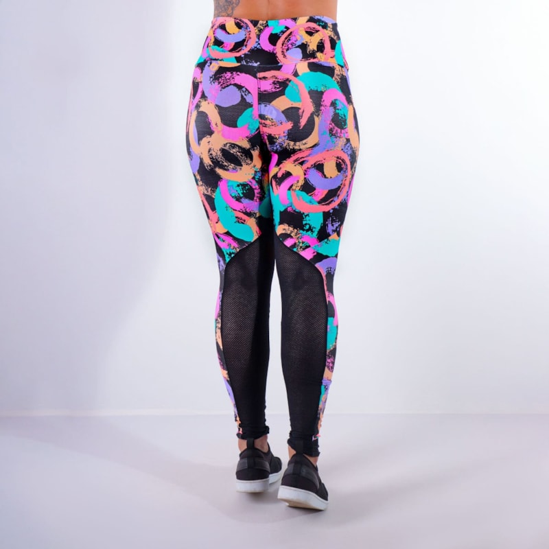 Calça Fitness Estampada com Recortes de Tela | Ref: 4.4.4159-3187