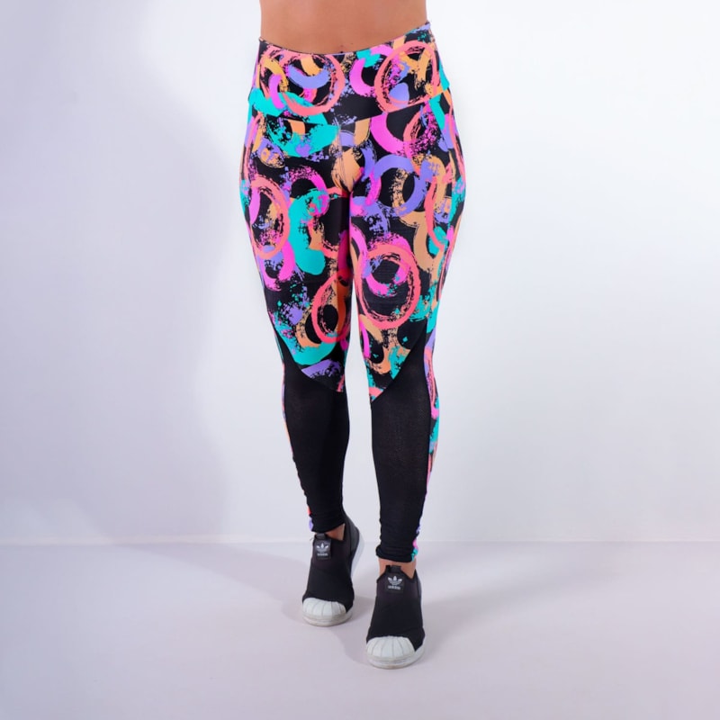 Calça Fitness Estampada com Recortes de Tela | Ref: 4.4.4159-3187