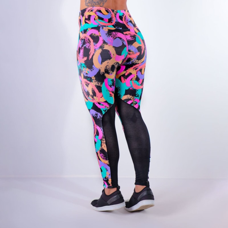 Calça Fitness Estampada com Recortes de Tela | Ref: 4.4.4159-3187