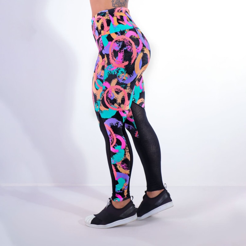 Calça Fitness Estampada com Recortes de Tela | Ref: 4.4.4159-3187