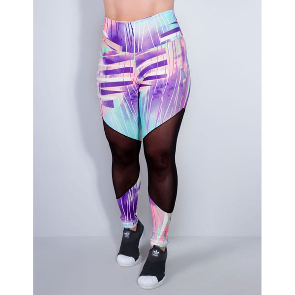 Calça Fitness Feminina Estampada com Tule | Ref: 4.4.1712-3170