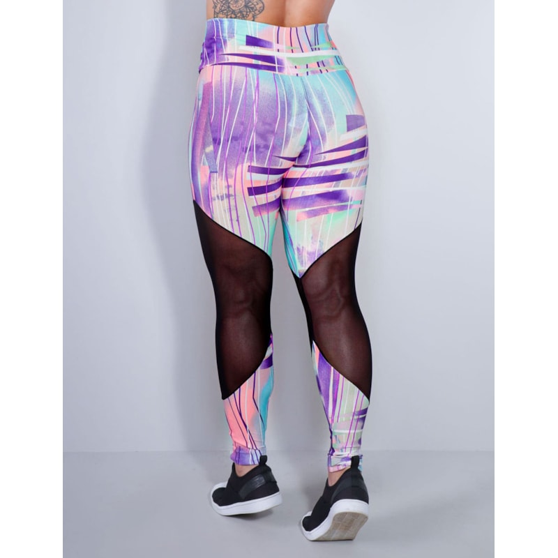 Calça Fitness Feminina Estampada com Tule | Ref: 4.4.1712-3170