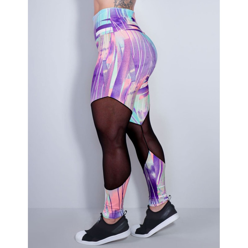 Calça Fitness Feminina Estampada com Tule | Ref: 4.4.1712-3170