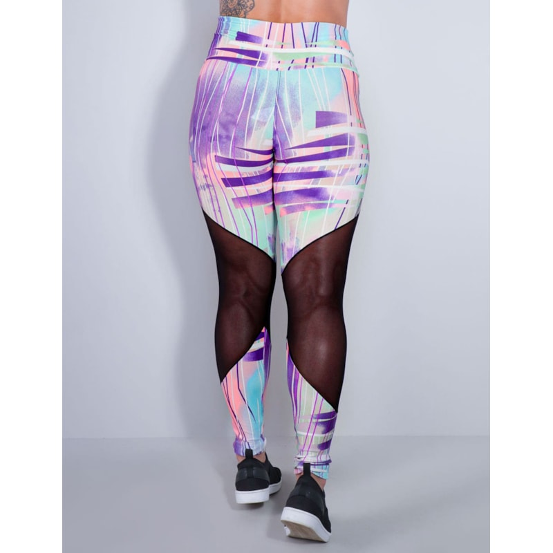 Calça Fitness Feminina Estampada com Tule | Ref: 4.4.1712-3170