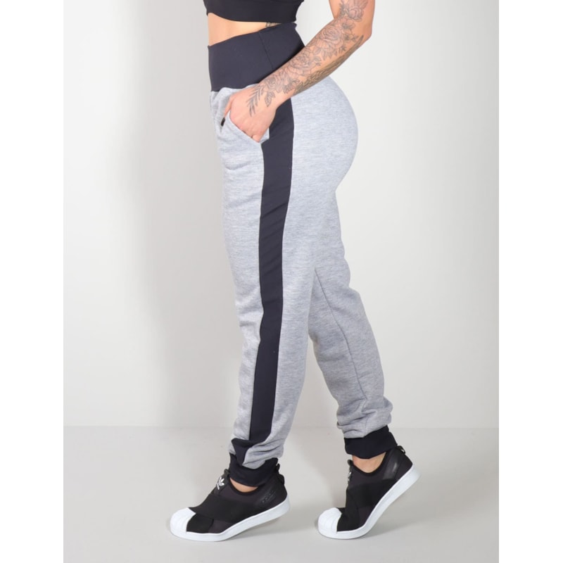 Calça Jogger de Moletom Peluciado Mescla com Bolsos Laterais | Ref: 3.3.2510-03