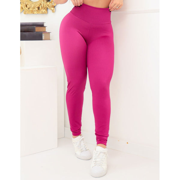 Calça Legging Cintura Alta de Poliamida Texturizada Rosa | Ref: 3.3.2542-07