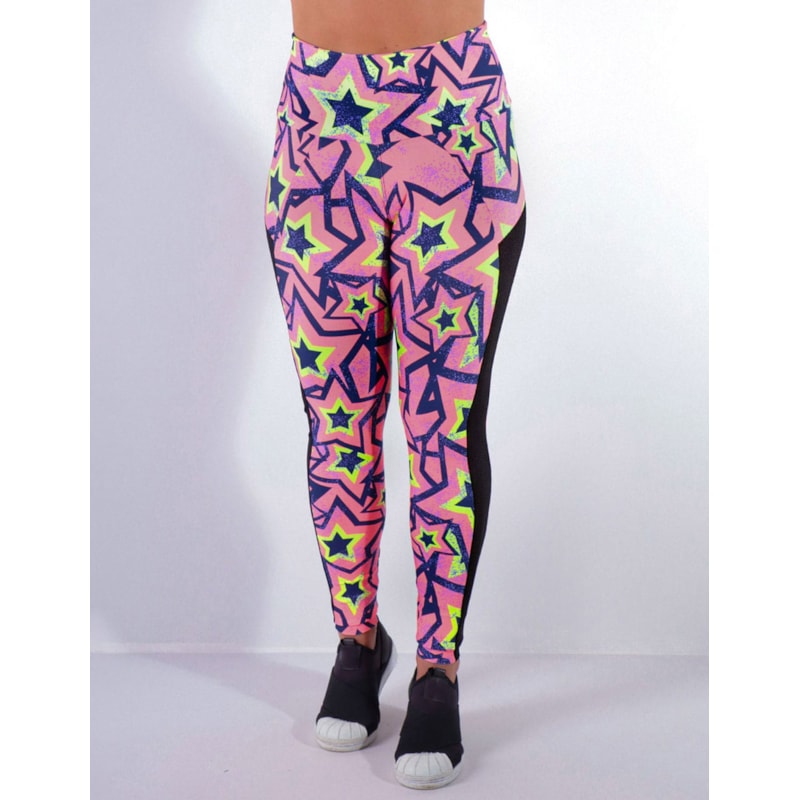 Calça Legging com Estampa e Tela Preta | Ref: 4.4.4369-3171