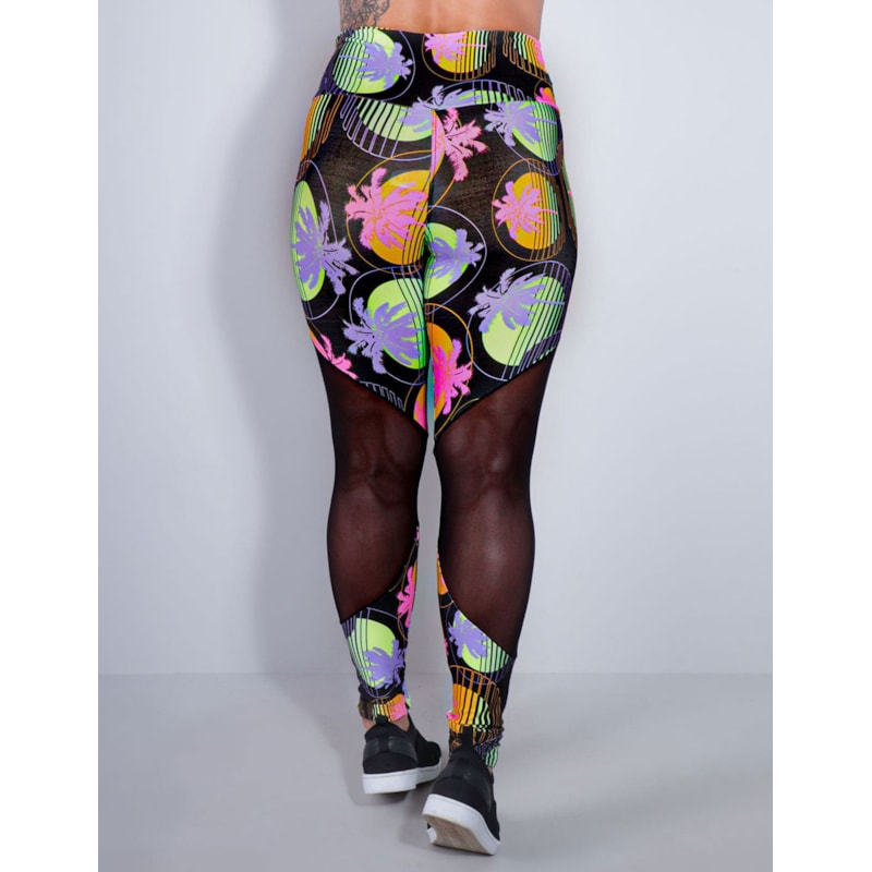 Calça Fitness Estampada com Recortes de Tule | Ref: 4.4.1712-3169