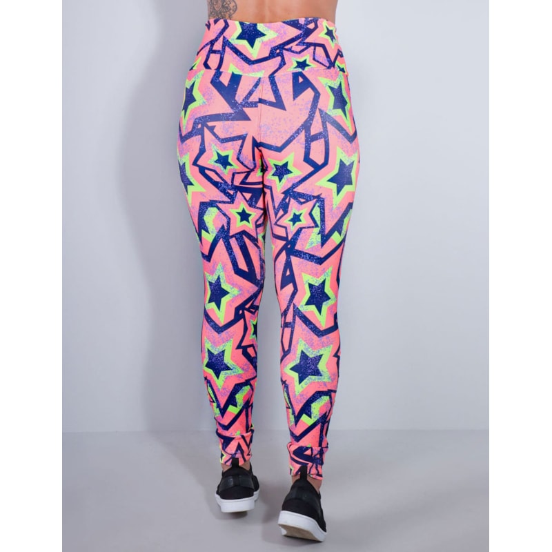 Calça Legging Estampada com Recortes de Tule Preto | Ref: 4.4.4252-3171