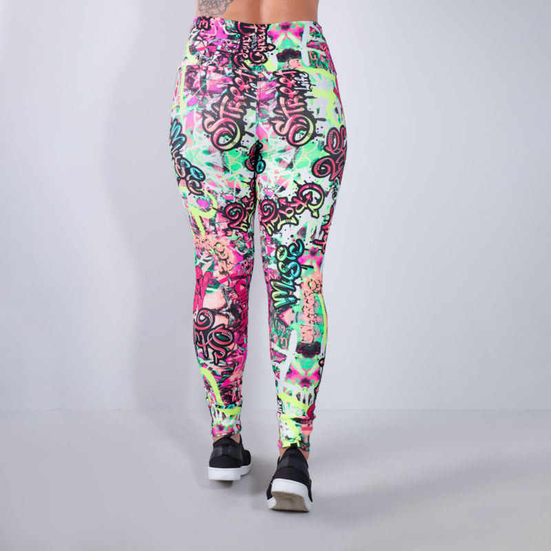 Calça Legging Estampada com Recortes de Tule | Ref: 4.4.4252-3165