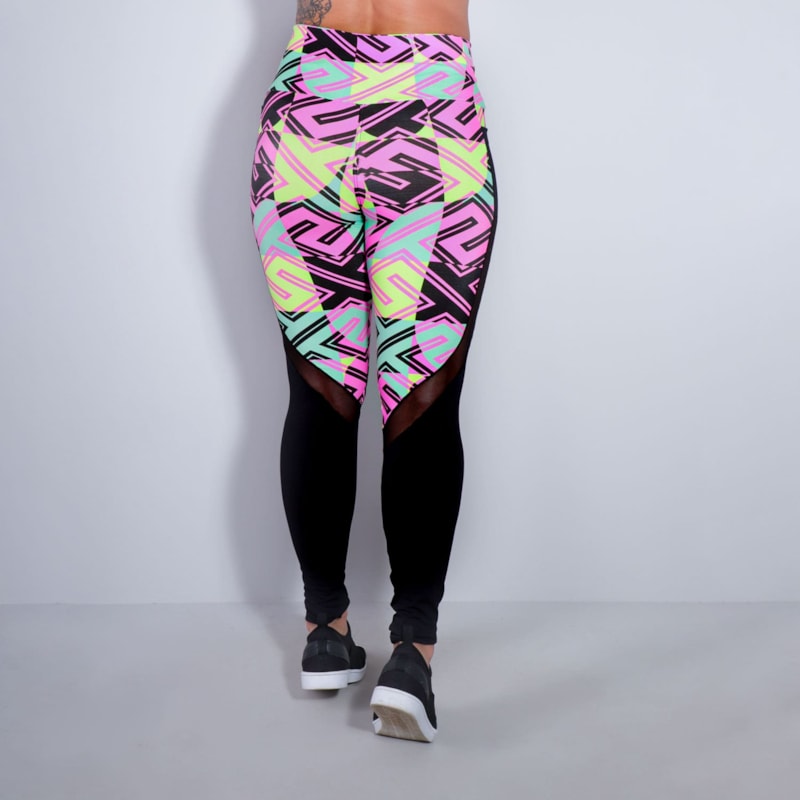 Calça Legging Estampada com Tule e Bolsos | Ref: 4.4.1815-3183