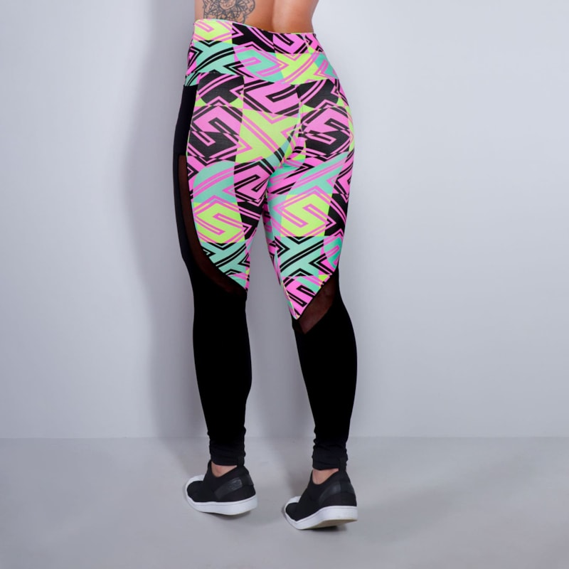 Calça Legging Estampada com Tule e Bolsos | Ref: 4.4.1815-3183