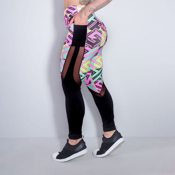 Calça Legging Estampada com Tule e Bolsos | Ref: 4.4.1815-3183