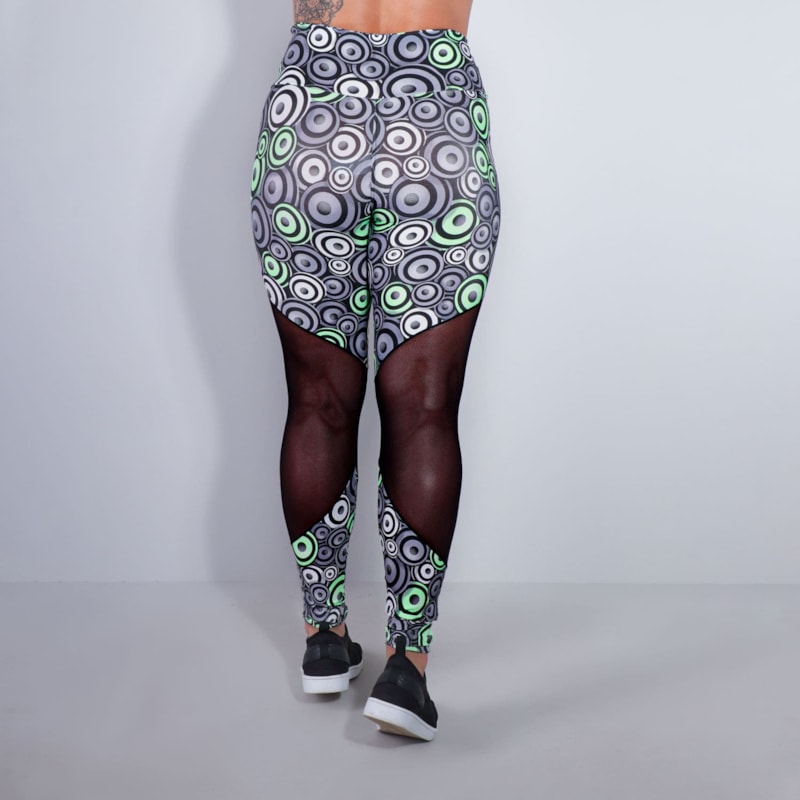 Calça Legging Estampada com Tule Preto nas Pernas | Ref: 4.4.1712-3174