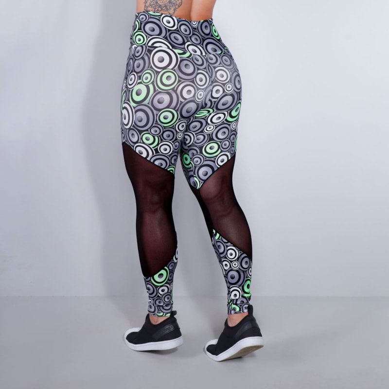 Calça Legging Estampada com Tule Preto nas Pernas | Ref: 4.4.1712-3174